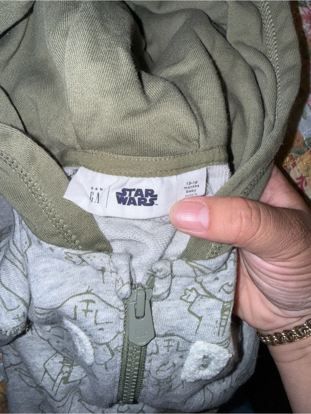 GAP Olive Green Hooded One-Piece with Character Print